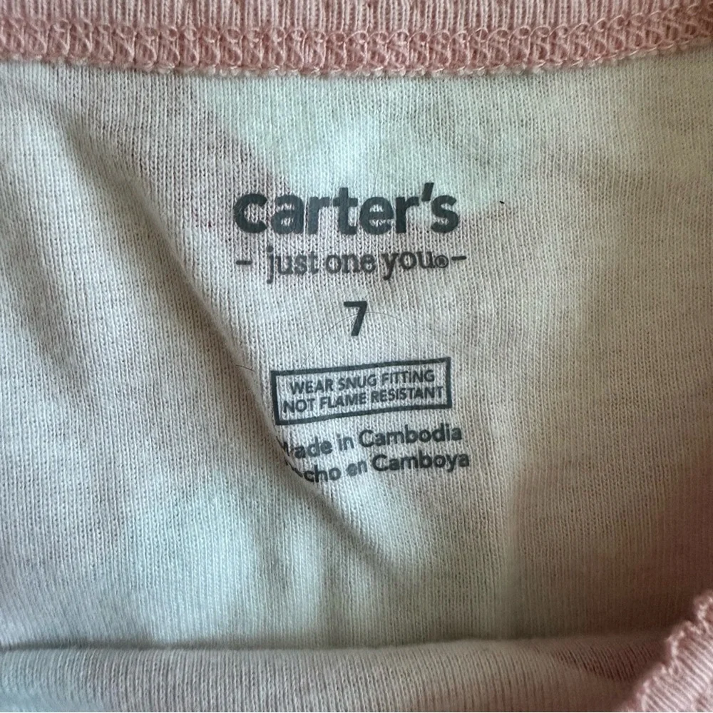 Carter's Pink Santa Kids Pajama Set Size 7